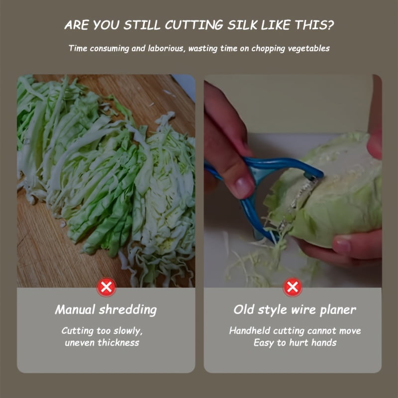 1pc Stainless Steel Blade Manual Cabbage Shredder – Ergonomic ABS Plastic Vegetable Slicer and Chopper, No Power Required, Multipurpose Kitc - Image 6
