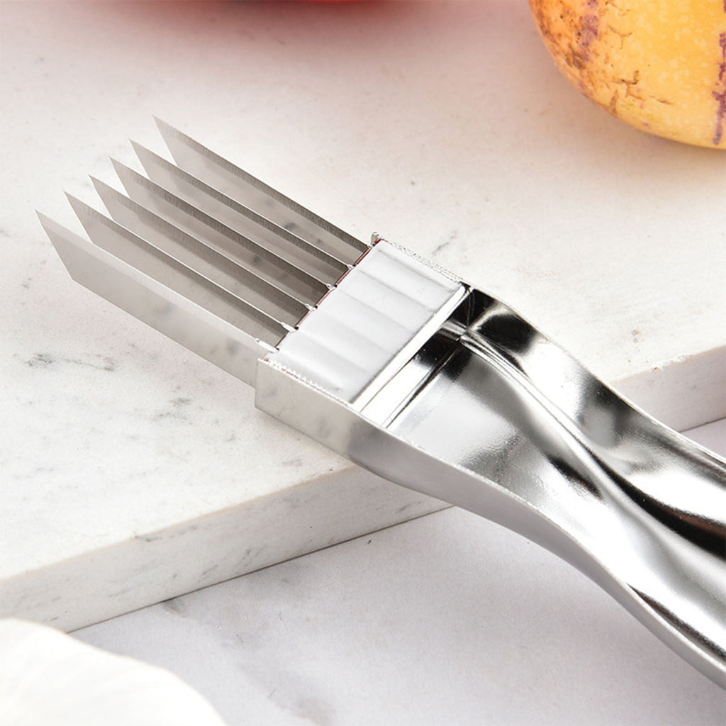 Ke1Clo Stainless Steel Vegetable Chopper, Handheld Green Onion Cutter, Kitchen Slicer for Scallion Pepper Garlic, Portable Manual Food Prep - Image 4