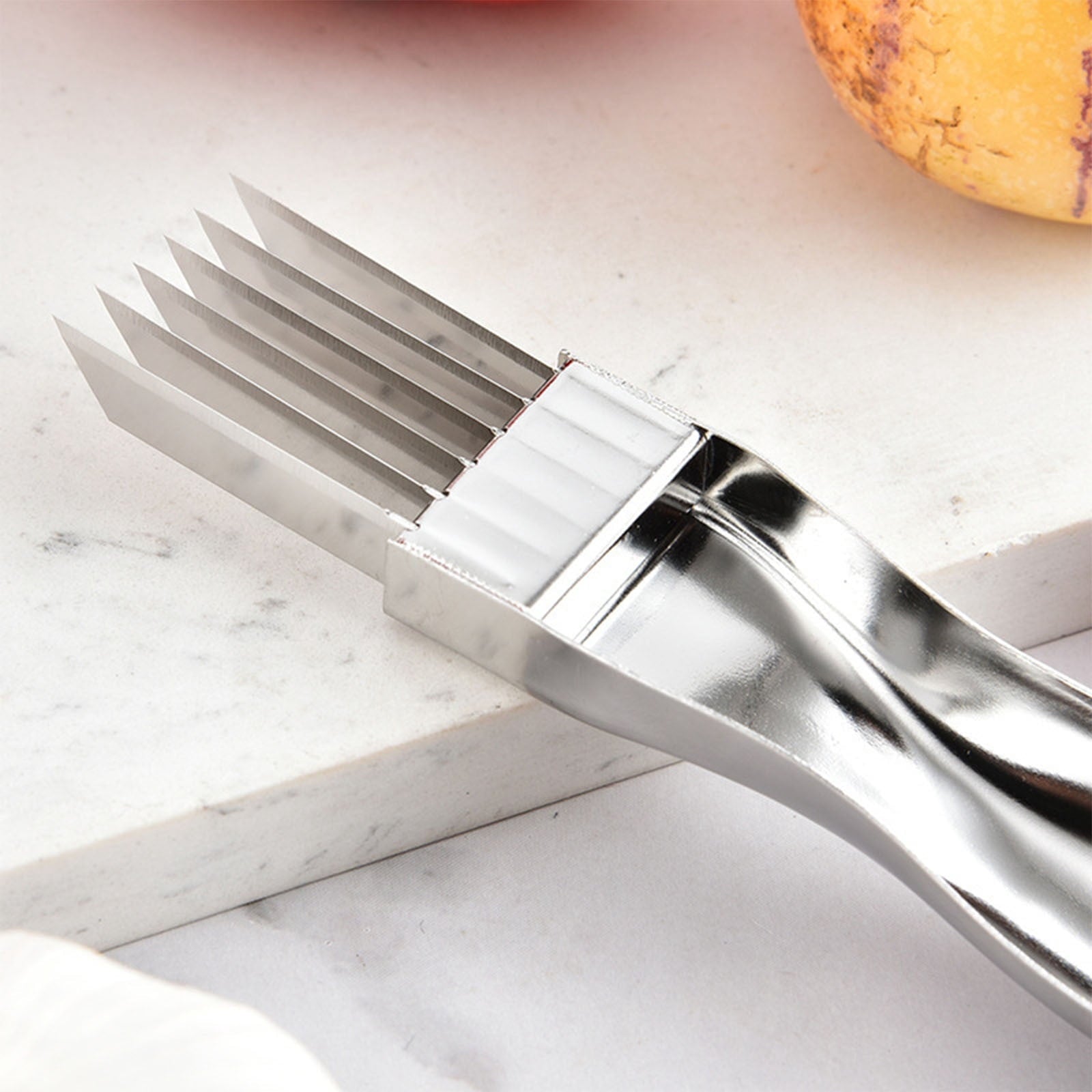 Ke1Clo Stainless Steel Vegetable Chopper, Handheld Green Onion Cutter, Kitchen Slicer for Scallion Pepper Garlic, Portable Manual Food Prep - Image 4
