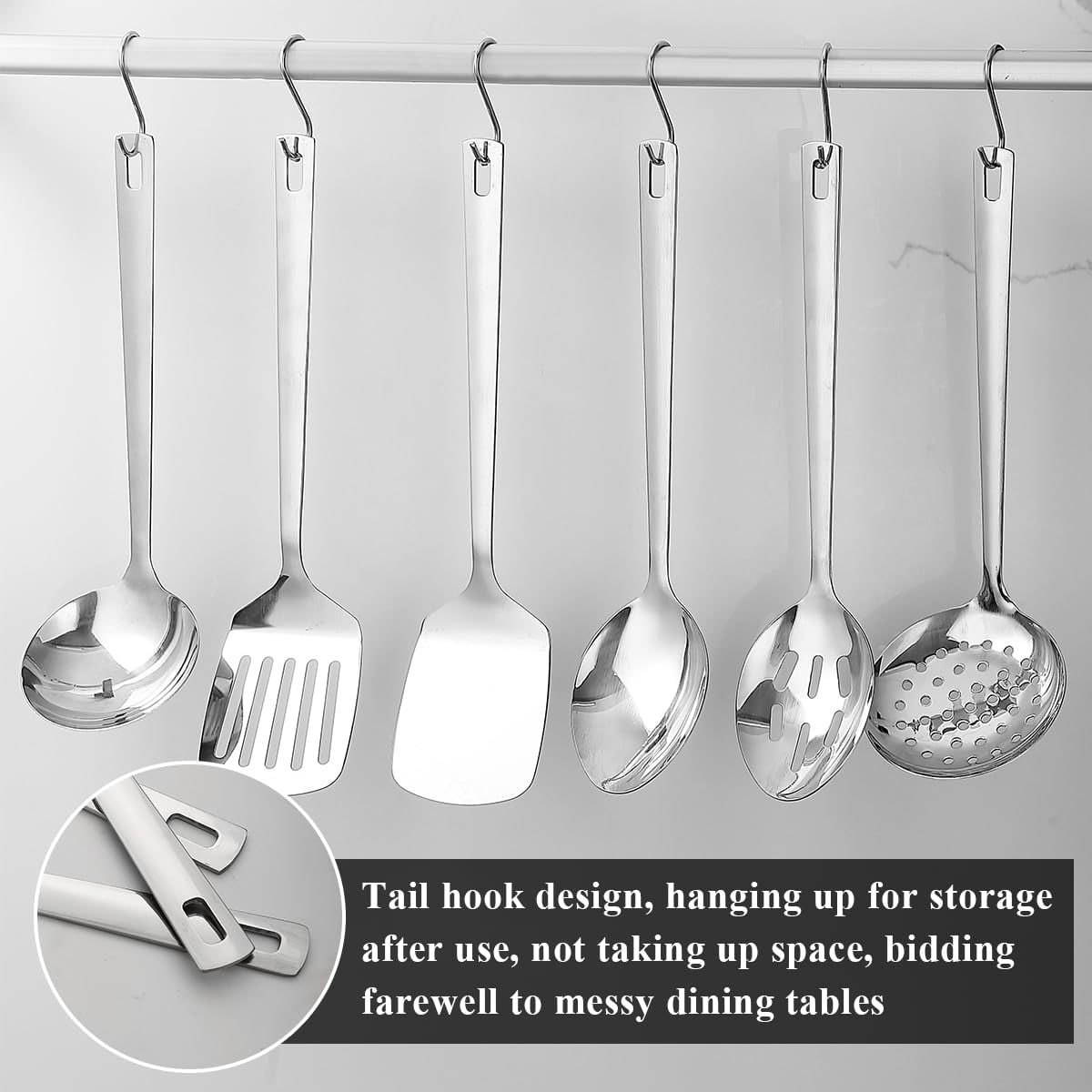 6-Piece Kitchen Utensil Set Stainless Steel Cooking Tools Set Heavy-Duty Kitchen Tool Spatula Set Essential Home Kitc... - Image 3
