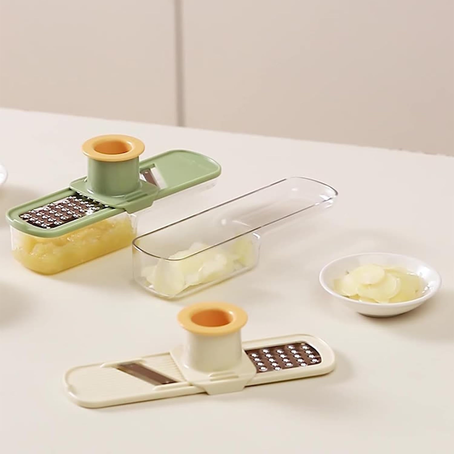 Multifunctional Garlic Grinder & Mandoline Slicer, 3-in-1 Kitchen Tool for Slicing, Grinding and Shredding with Hand ... - Image 5