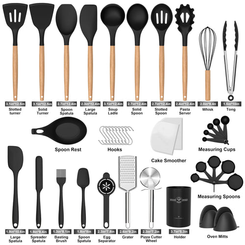 43Pcs Silicone Cooking Utensils Set - 446°F Heat Resistant Non-Stick Kitchen Utensils, Kitchen Utensil Gadgets Tools Set  for Baking, Cookin - Image 2