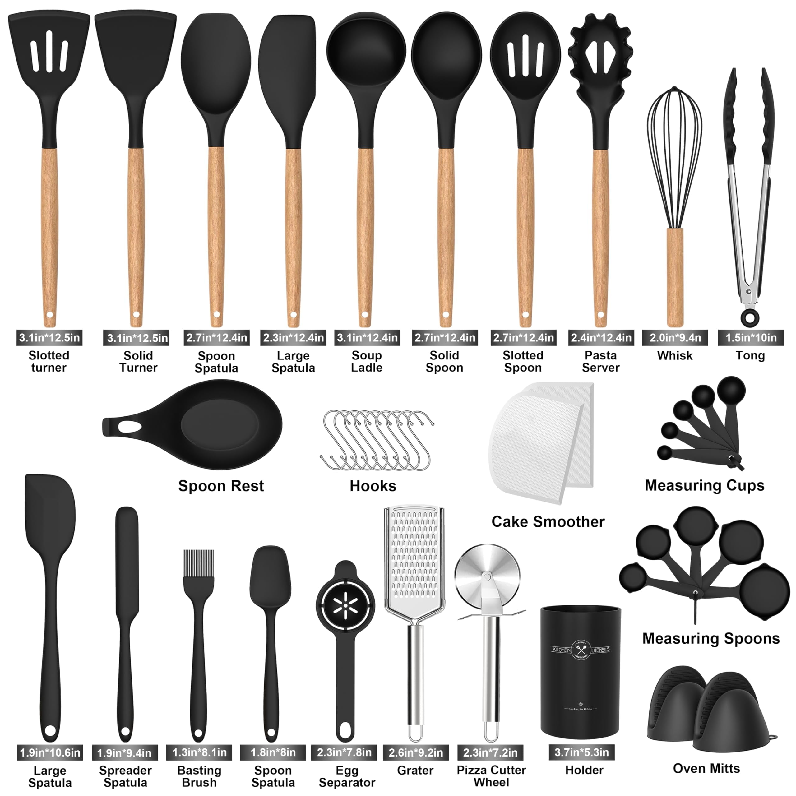 43Pcs Silicone Cooking Utensils Set - 446°F Heat Resistant Non-Stick Kitchen Utensils, Kitchen Utensil Gadgets Tools Set  for Baking, Cookin - Image 2