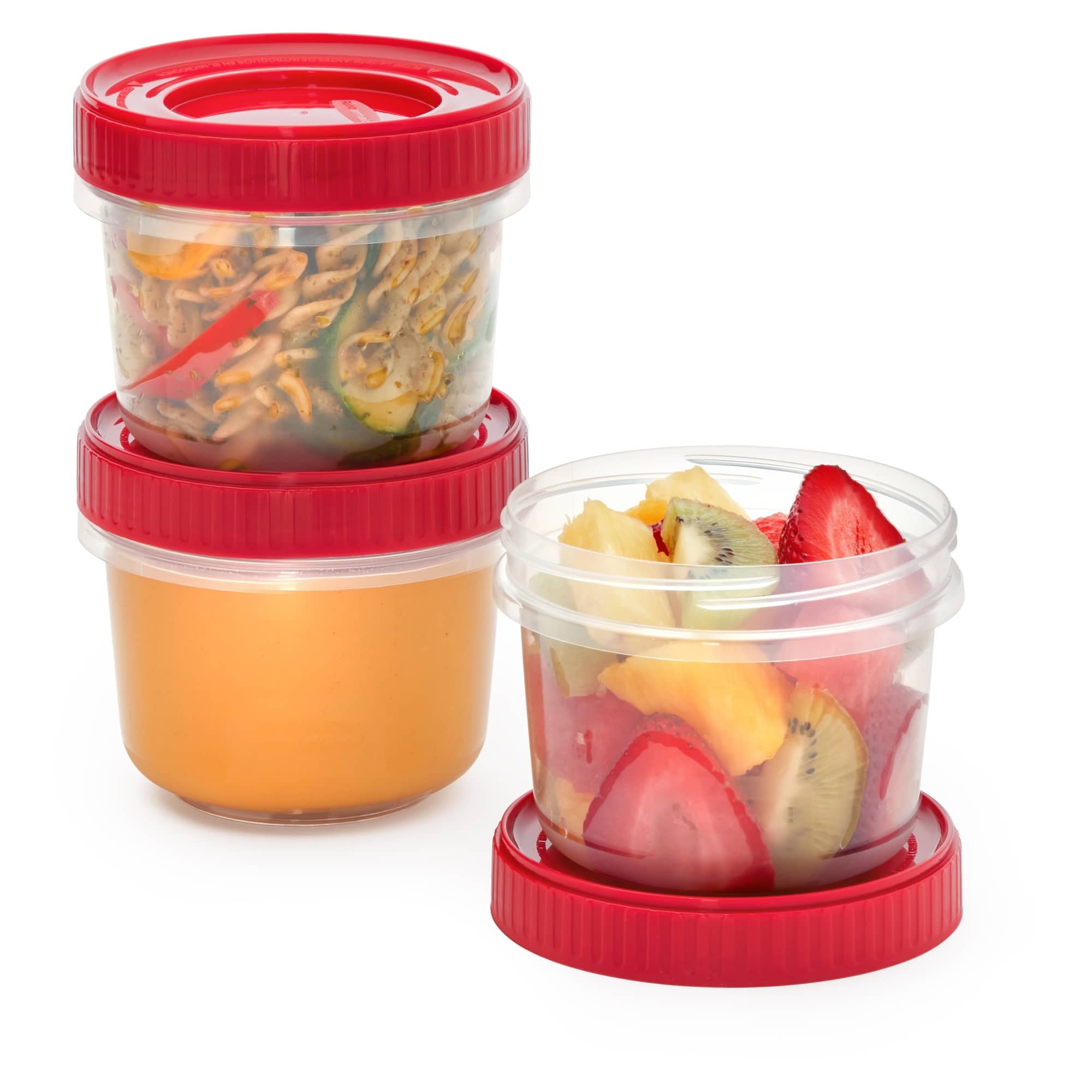 Rubbermaid TakeAlongs 2.1-Cup Twist & Seal Food Storage Containers, Ruby Red, 3 pack - Image 6
