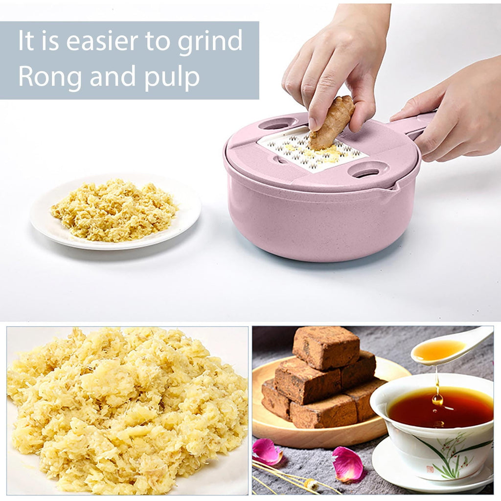 Stainless Steel Vegetable Slicer Shredder Grater Multi-Function Kitchen Tool with Hand Guard Strainer Basket for Pota... - Image 6