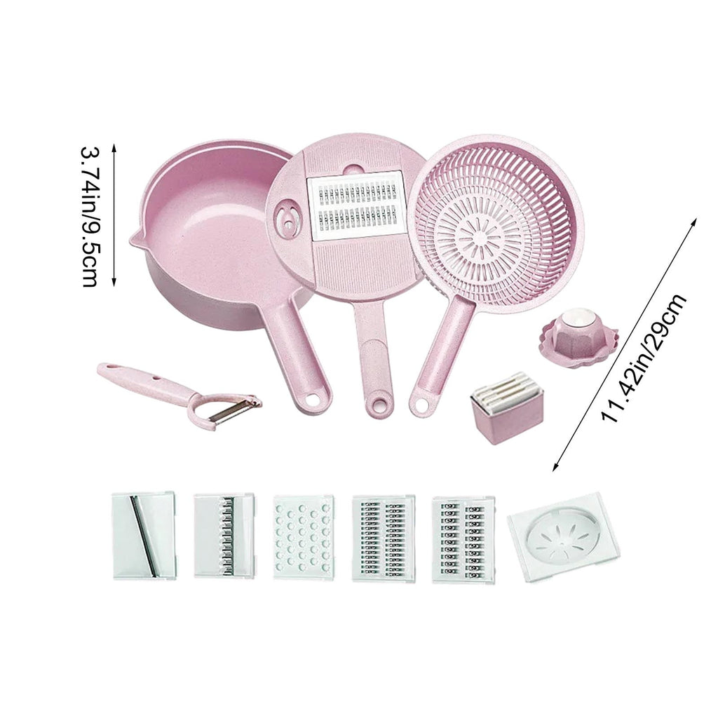 Stainless Steel Vegetable Slicer Shredder Grater Multi-Function Kitchen Tool with Hand Guard Strainer Basket for Pota... - Image 3