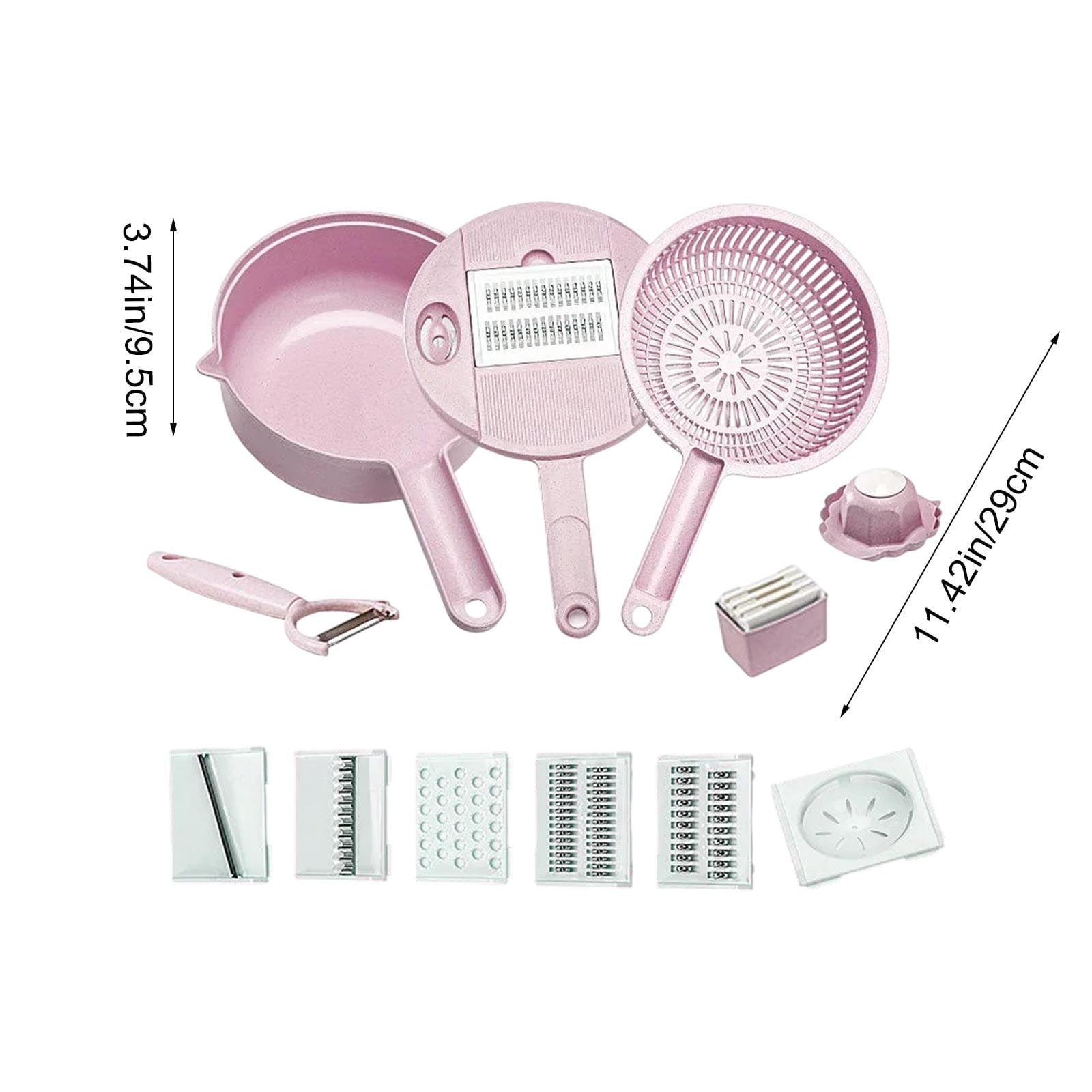 Stainless Steel Vegetable Slicer Shredder Grater Multi-Function Kitchen Tool with Hand Guard Strainer Basket for Pota... - Image 3