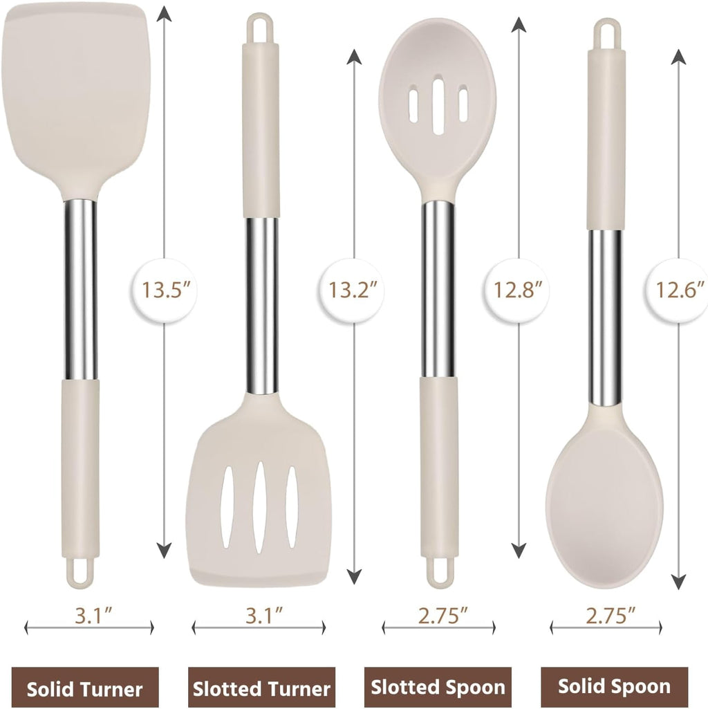 Cooking Utensils Set of 4, Silicone Kitchen Utensils for Non-stick Cookware, Heat Resistant & Non-toxic Slotted Spatu... - Image 2