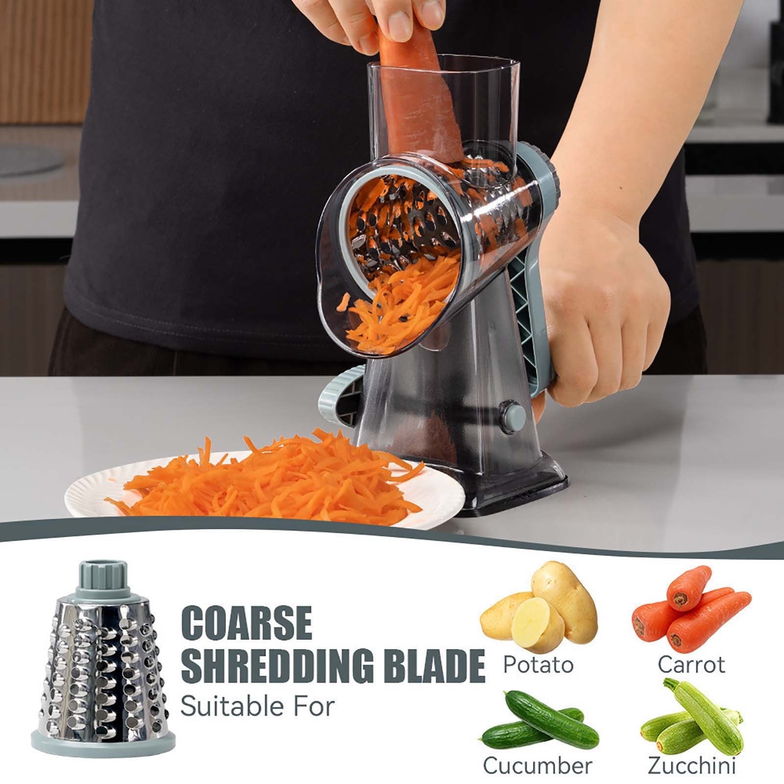 Vegetable Cutter Manual Rotary Grater Slicer with Hand Crank, Multifunction Kitchen Cutter for Cheese Potato Carrot, ... - Image 6