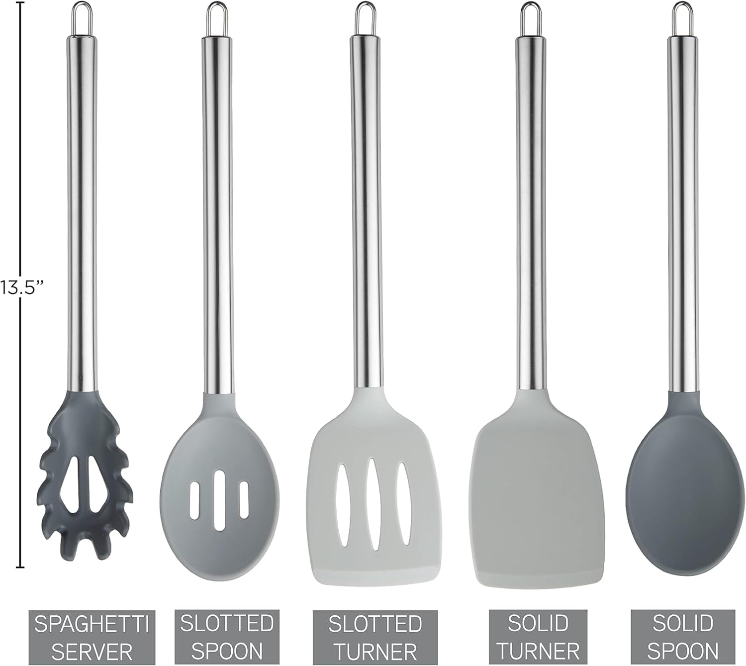 5-Pc Cooking Utensils Set Kitchen Gadgets & Essentials, Gray Ombre - Image 4