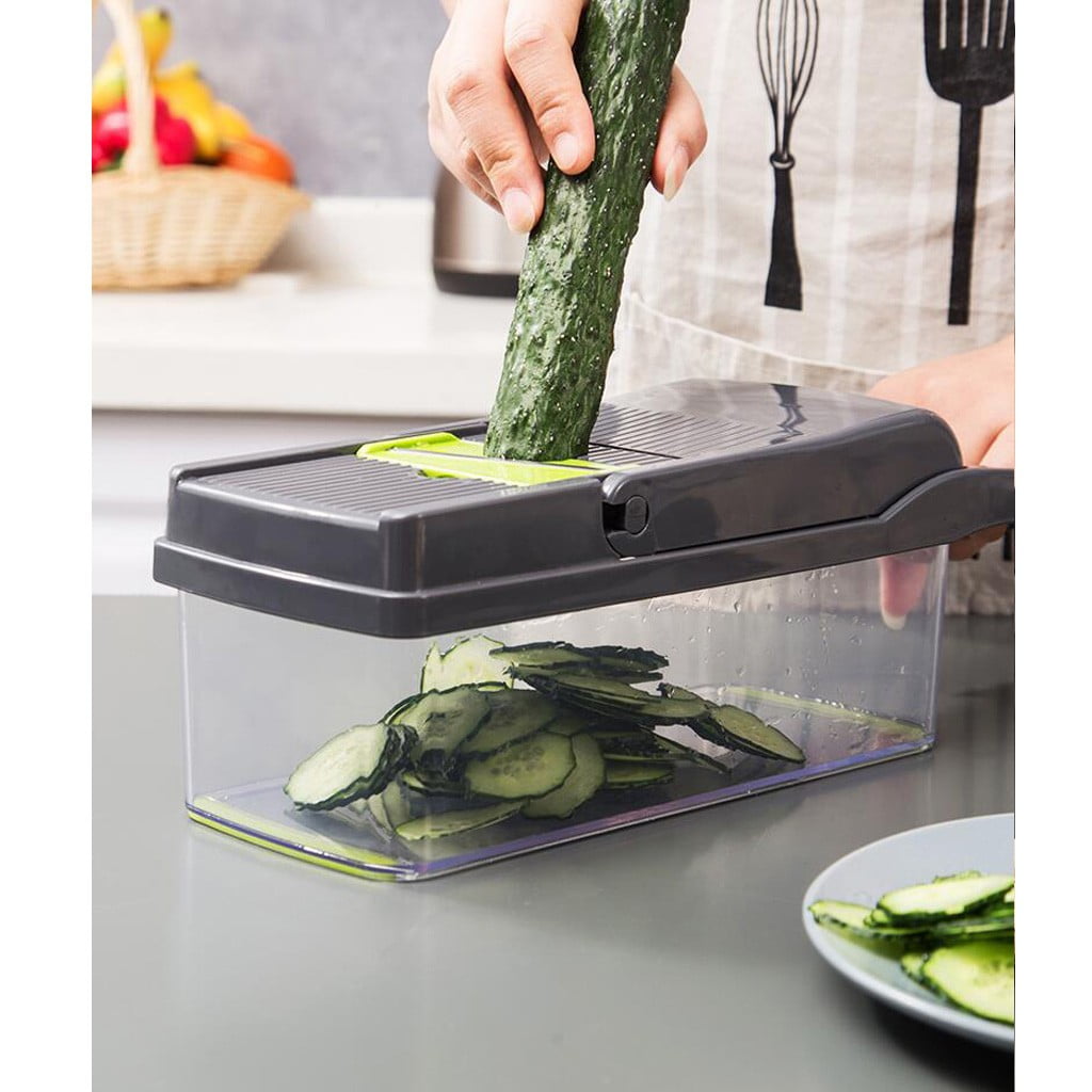 TTJ Food Prep Chopper Vegetable Dicer Manual Food Chopper 7 Blade Multi Function Salad Cutter Onion Garlic Ginger Herb Dicer Kitchen Food Pr - Image 5