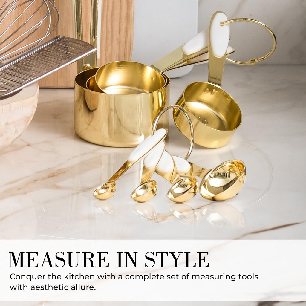 Styled Settings White and Gold Kitchen Utensils Set - 15-Piece Non-Scratch, White and Gold Utensils Set Includes White Silicone Cooking Uten - Image 4