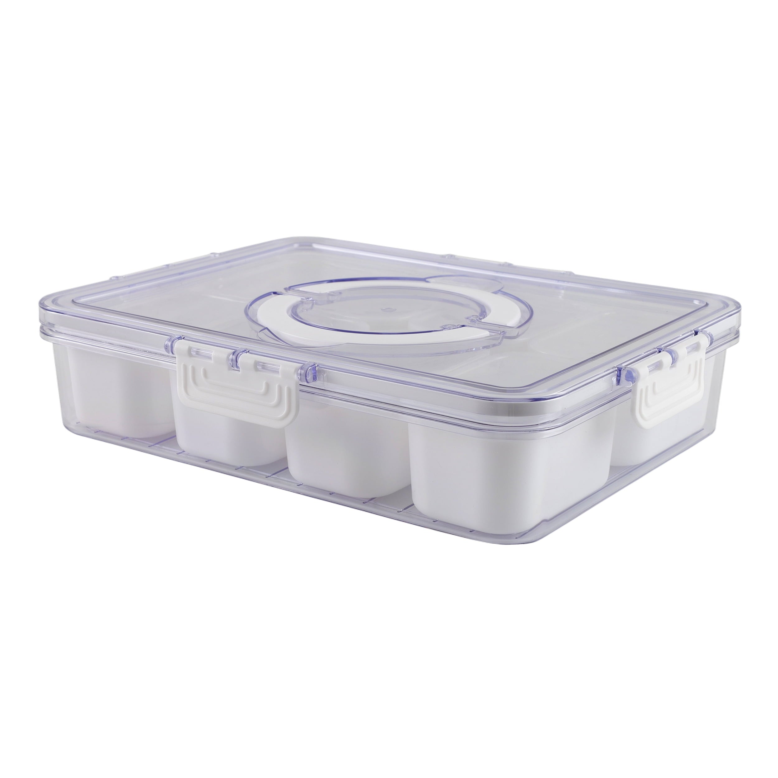 8-Compartment Snackle Box, Charcuterie and Snack Container, Divided Serving Tray with Lids and Handle, Dishwasher Saf... - Image 2