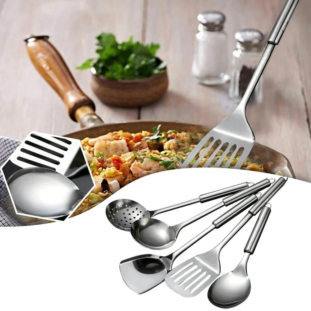 Multi-Purpose Kitchen Utensil Set, 5 Stainless Steel Tools for Stirring and Flipping, Ideal for Home Cooks and Chefs - Image 3