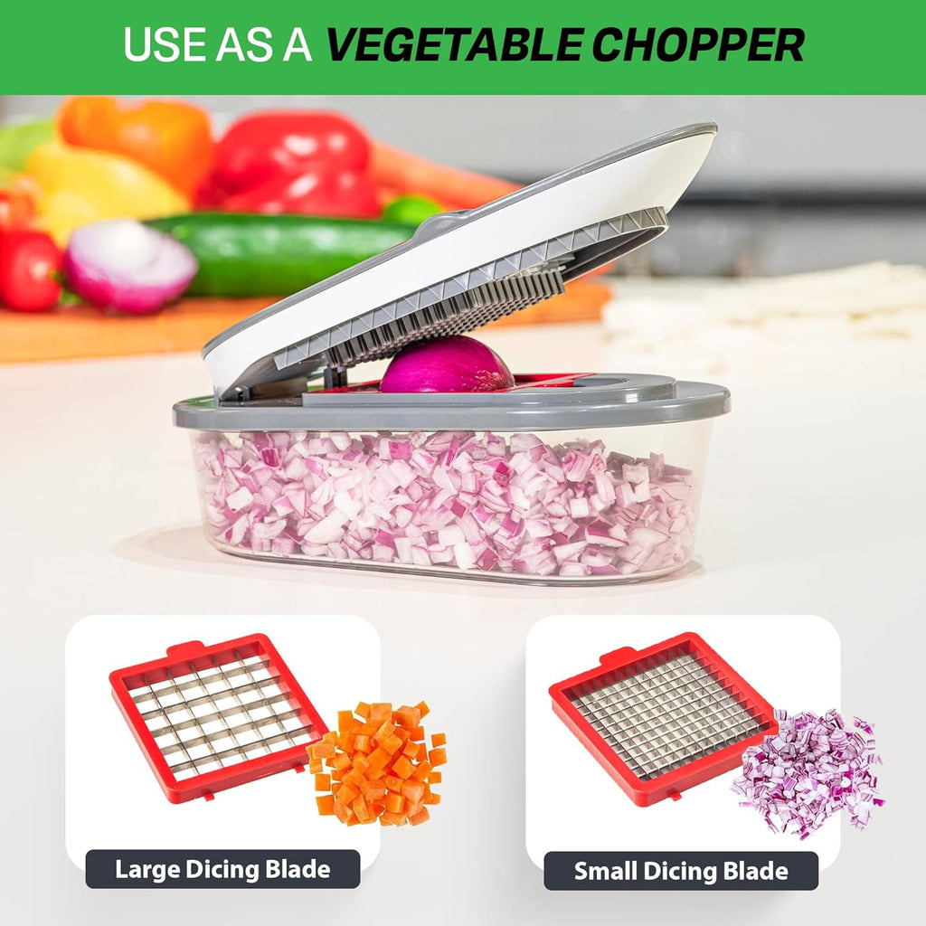 Chopzilla Mandoline Slicer Vegetable Chopper Cheese Grater Kitchen Food Dicer Veggie Potato Cutter 4 Blades Gray - Image 4