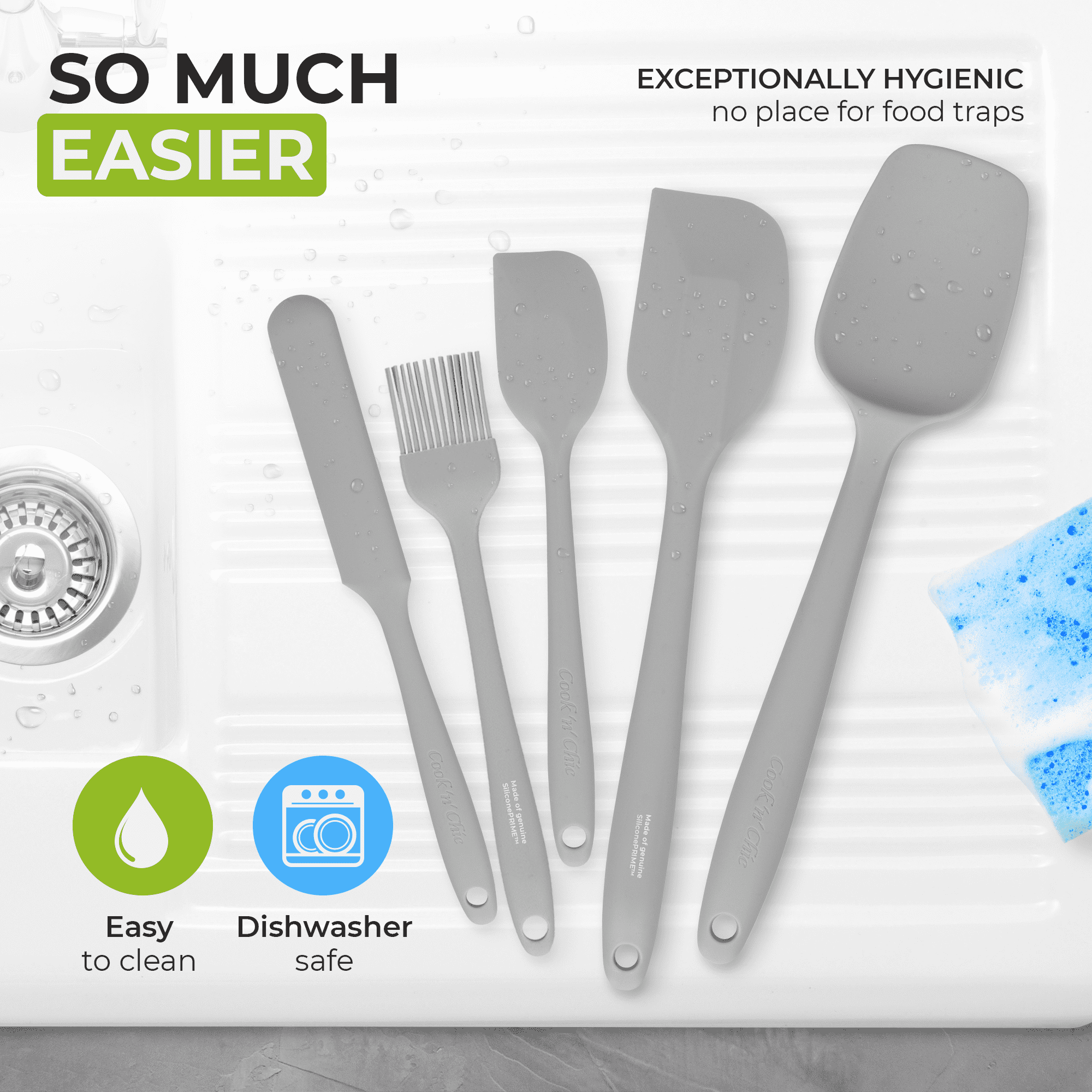 Kitchen Utensils Set | Cooking Set | Platinum Silicone | Durable | Food Safe | Steel Inner Core | Soft Edges | Baking... - Image 5