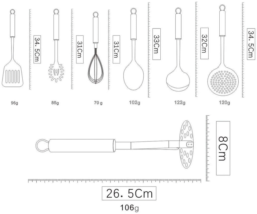 Cooking Utensils Set 8 Piece, Stainless Steel Kitchen Utensils Set with Utensil Holder, Kitchen Tool Set and Caddy - Image 2