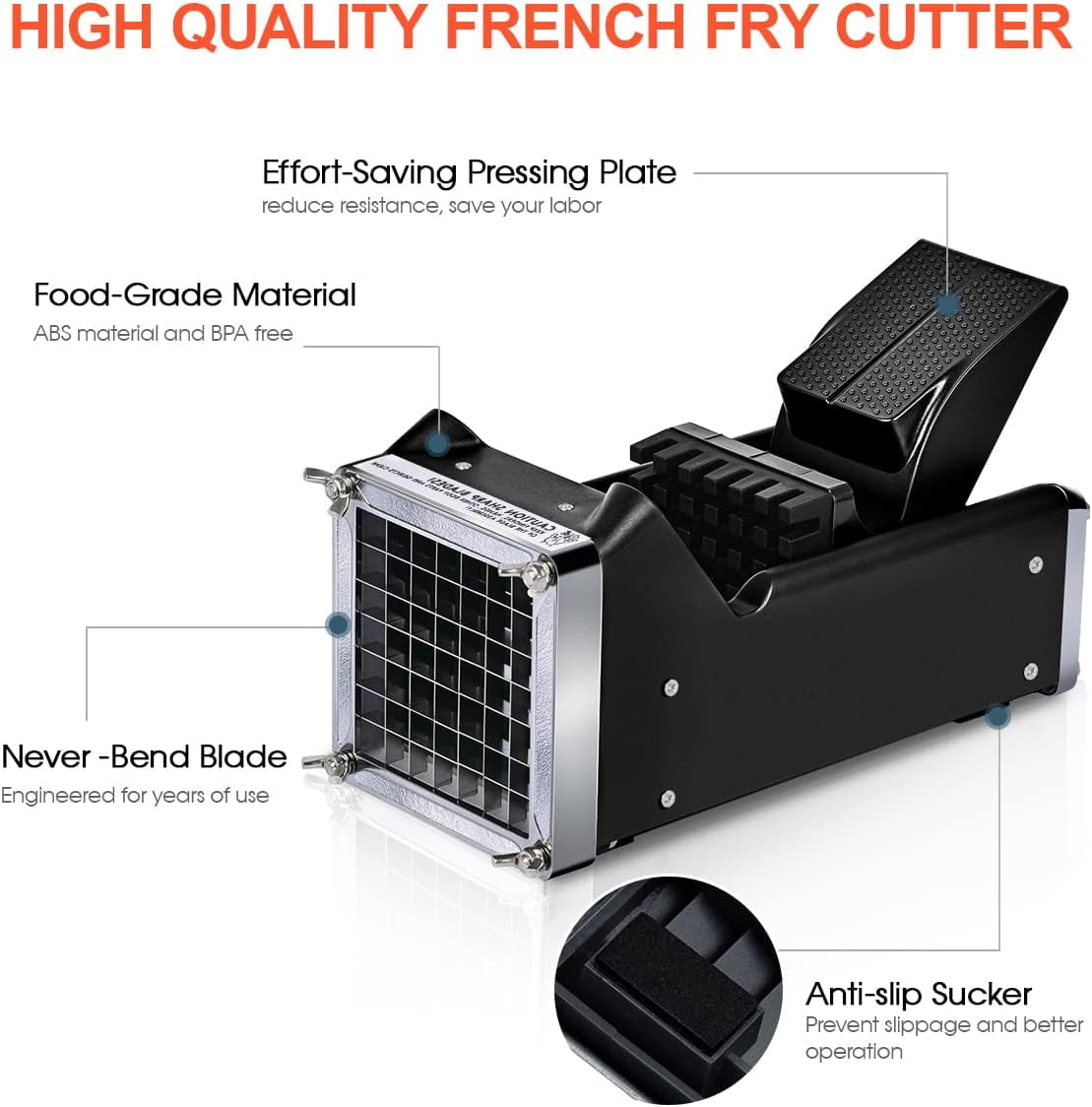 Potato Cutter, Sopito French Fry Cutter with 1/2 inch Stainless Steel Blade Great for Potatoes Carrots Cucumbers - Image 5