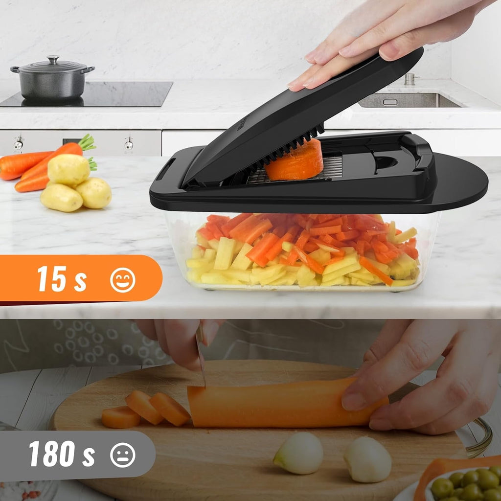 8-Blade Multifunction Food Cutter with Container, Manual Veggie Dicer Slicer for Onion, Tomato, Potato, Cucumber and ... - Image 4