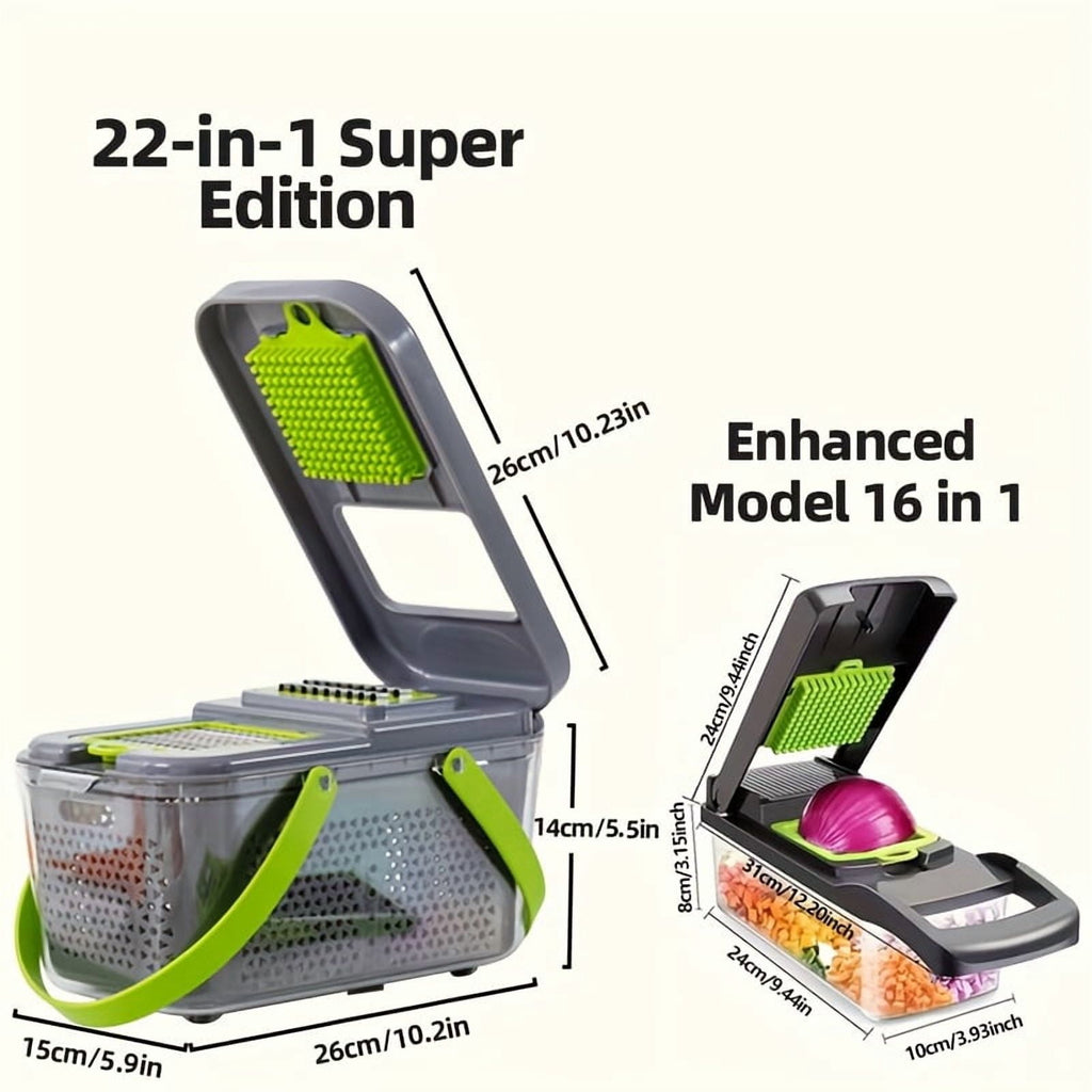 Multifunctional Vegetable Chopper Dicer Slicer Shredder Grater Peeler, Multi-Blade Kitchen Cutter for Onion Potato Fruit - Image 2