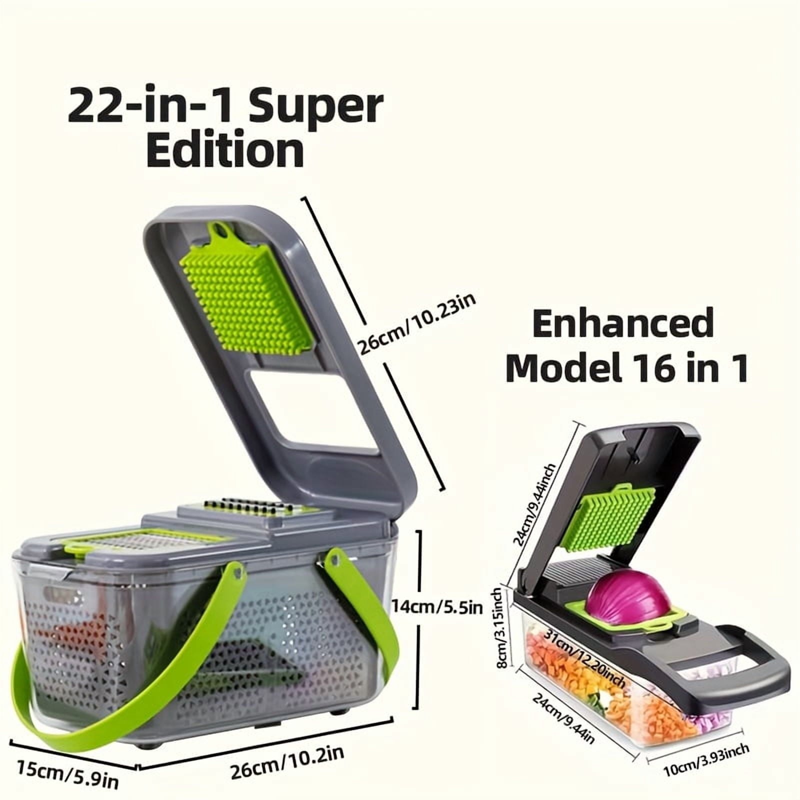 Multifunctional Vegetable Chopper Dicer Slicer Shredder Grater Peeler, Multi-Blade Kitchen Cutter for Onion Potato Fruit - Image 2