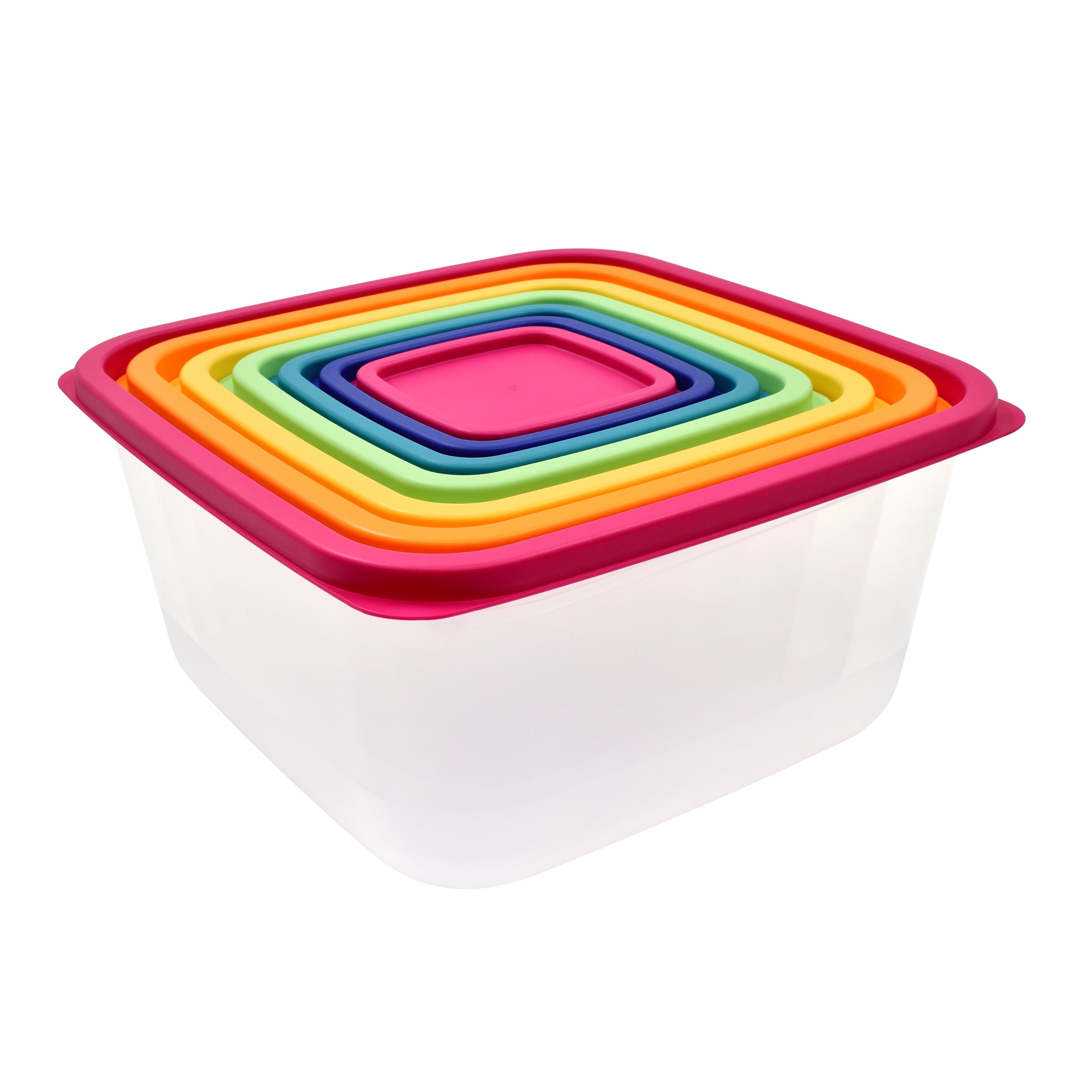 Plastic Rainbow Food Storage Set, Multi Color, 14 Count, Best Used for Leftover Storage and Reheating - Image 2