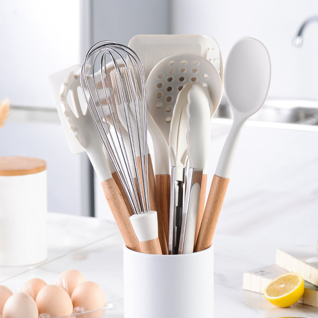 Spoon Hanging Hole Silicone Anti-stick Spatula Food Clip Egg-beater Cooking Utensils for Kitchen - Image 3