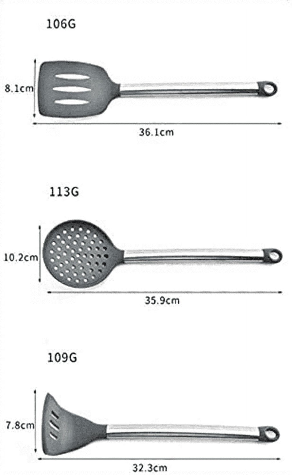 Silicone Kitchen Cooking Utensil Set, 11 Pieces Stainless Steel Silicone Kitchen Utensils Set, BPA Free Non-Toxic Sil... - Image 3