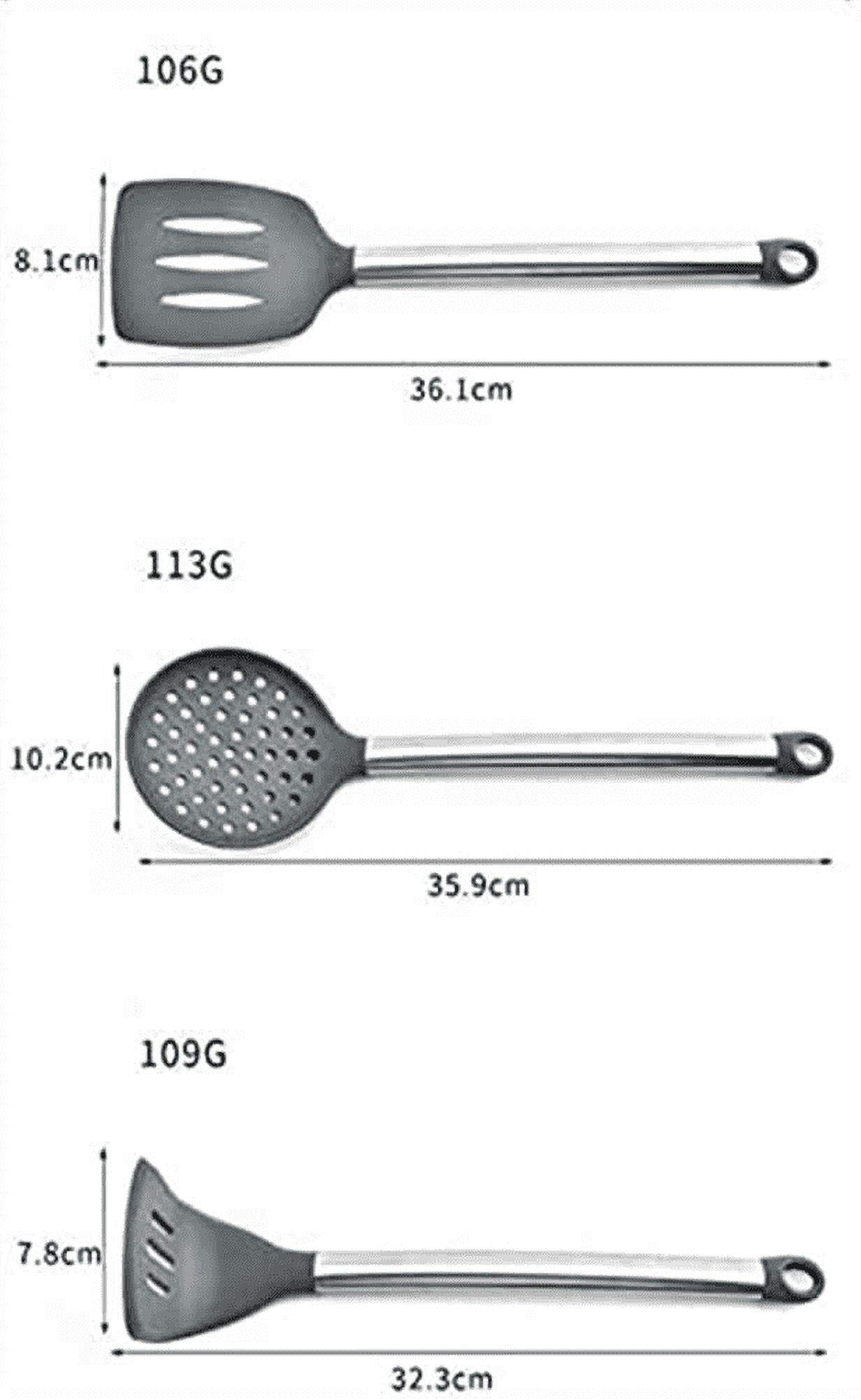 Silicone Kitchen Cooking Utensil Set, 11 Pieces Stainless Steel Silicone Kitchen Utensils Set, BPA Free Non-Toxic Sil... - Image 3
