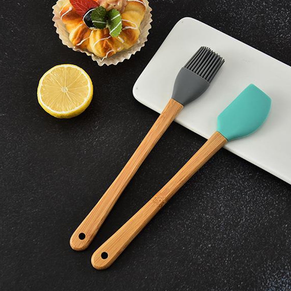 5Pcs Childrens Kitchen Utensil Set for Baking and Cooking with Silicone Spatulas and Oil Brushes - Image 2