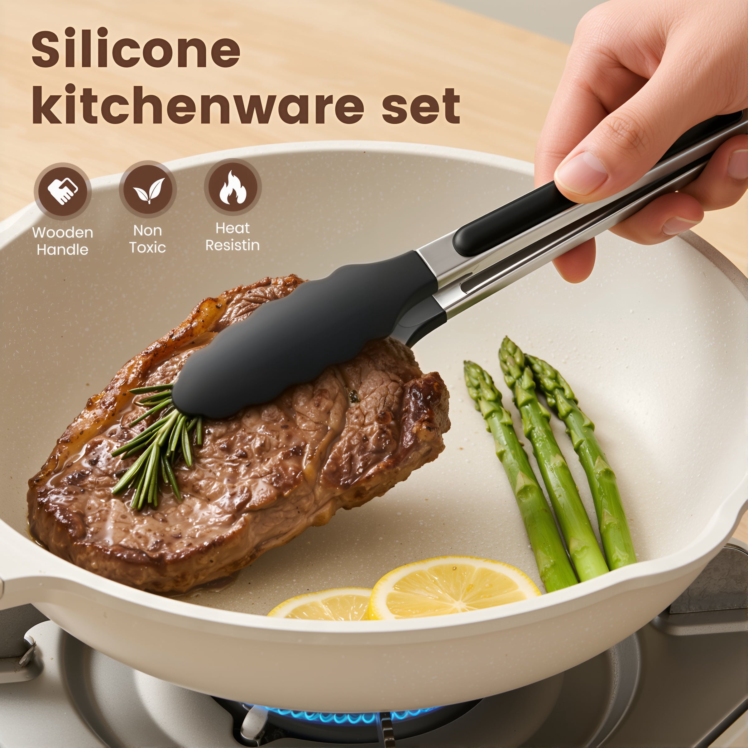 Silicone Cooking Utensils Set, Kitchen Utensils Set 38 Pcs for Cooking, Nonstick Kitchen Utensils Cookware Set Spatula Set, Black - Image 2