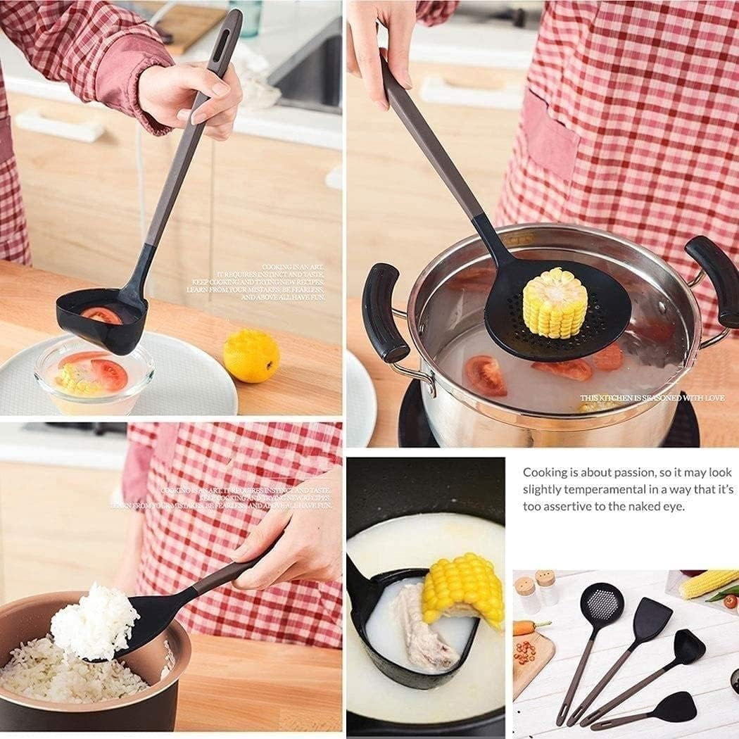RKXQT  Silicone Cooking Utensil Set, Cooking Tools, Kitchen Utensils Set with Wooden Handles, Food-Grade Silicone Heads-Silicone Kitchen Gad - Image 3