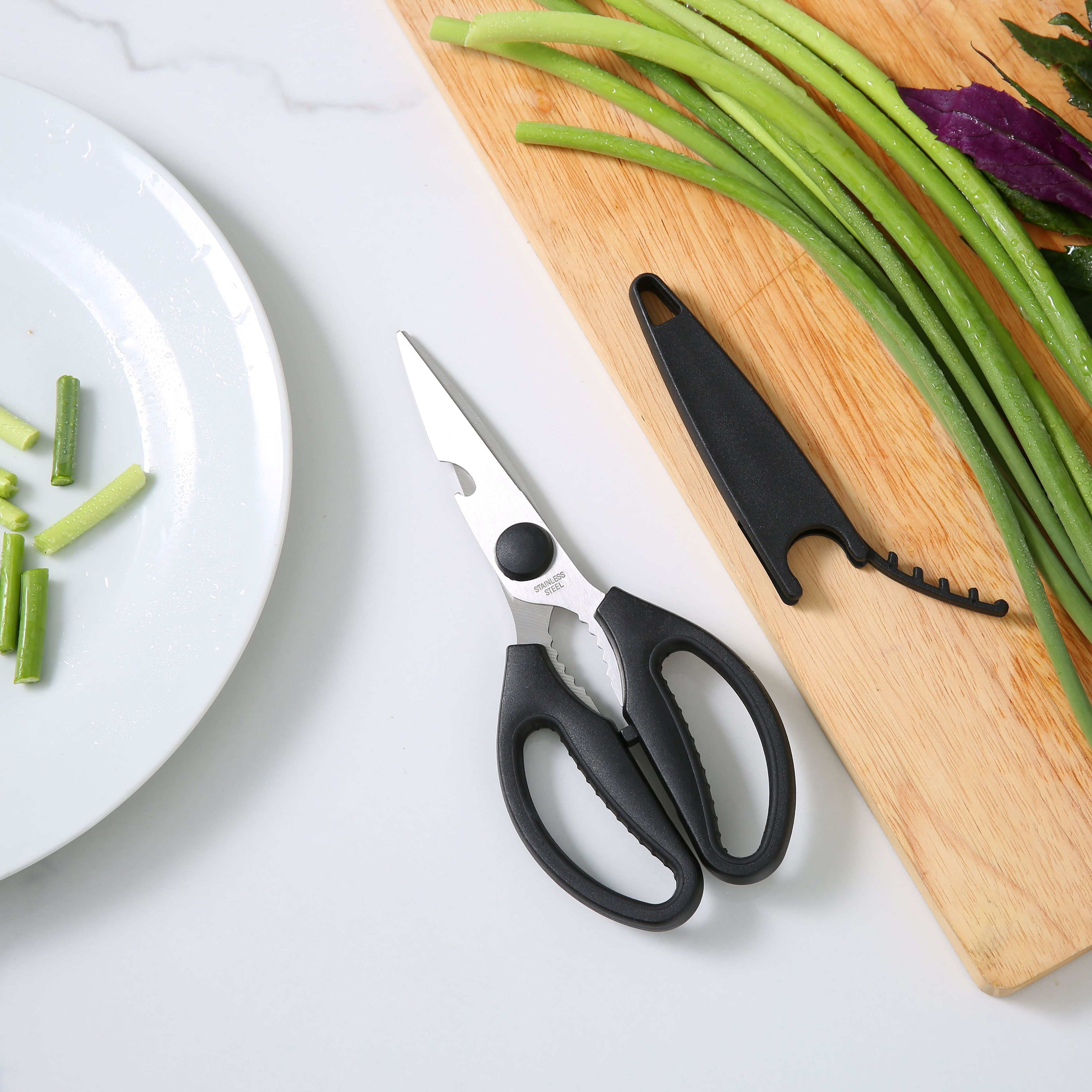 Black Handle Stainless Steel Multi-Purpose Kitchen Shears with Black Grip 1 Each - Image 3