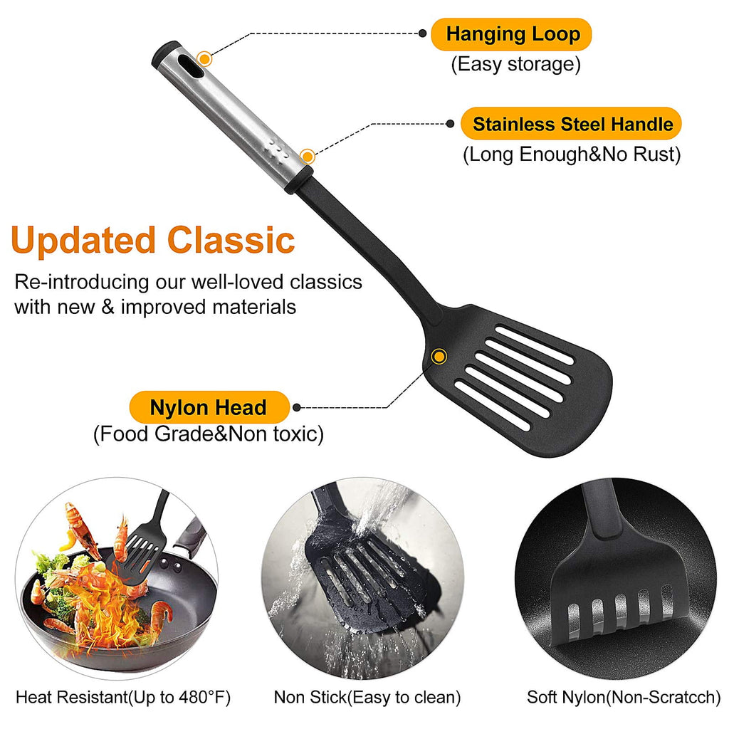Kitchen Utensils Set, 43 PCS Nylon Cooking Utensils Set, Kitchen Spatula Set with Stainless Steel Handles, Heat Resis... - Image 2