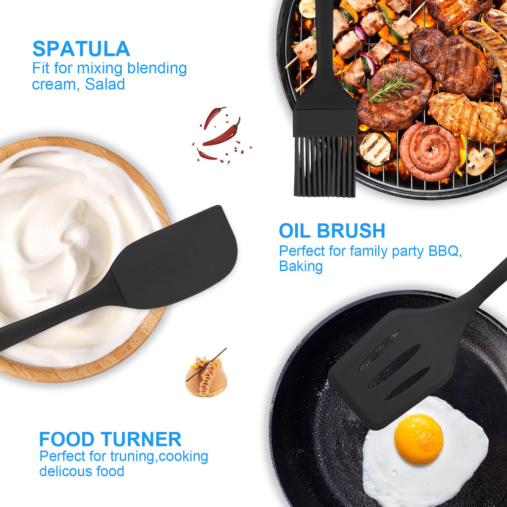 Silicone Cooking Utensils Sets,AILKIN 5-Piece Kitchen Utensil Set 600F Heat Resistant Non-stick Rubber Cookware Kitchen Silicone Cooking Ute - Image 6