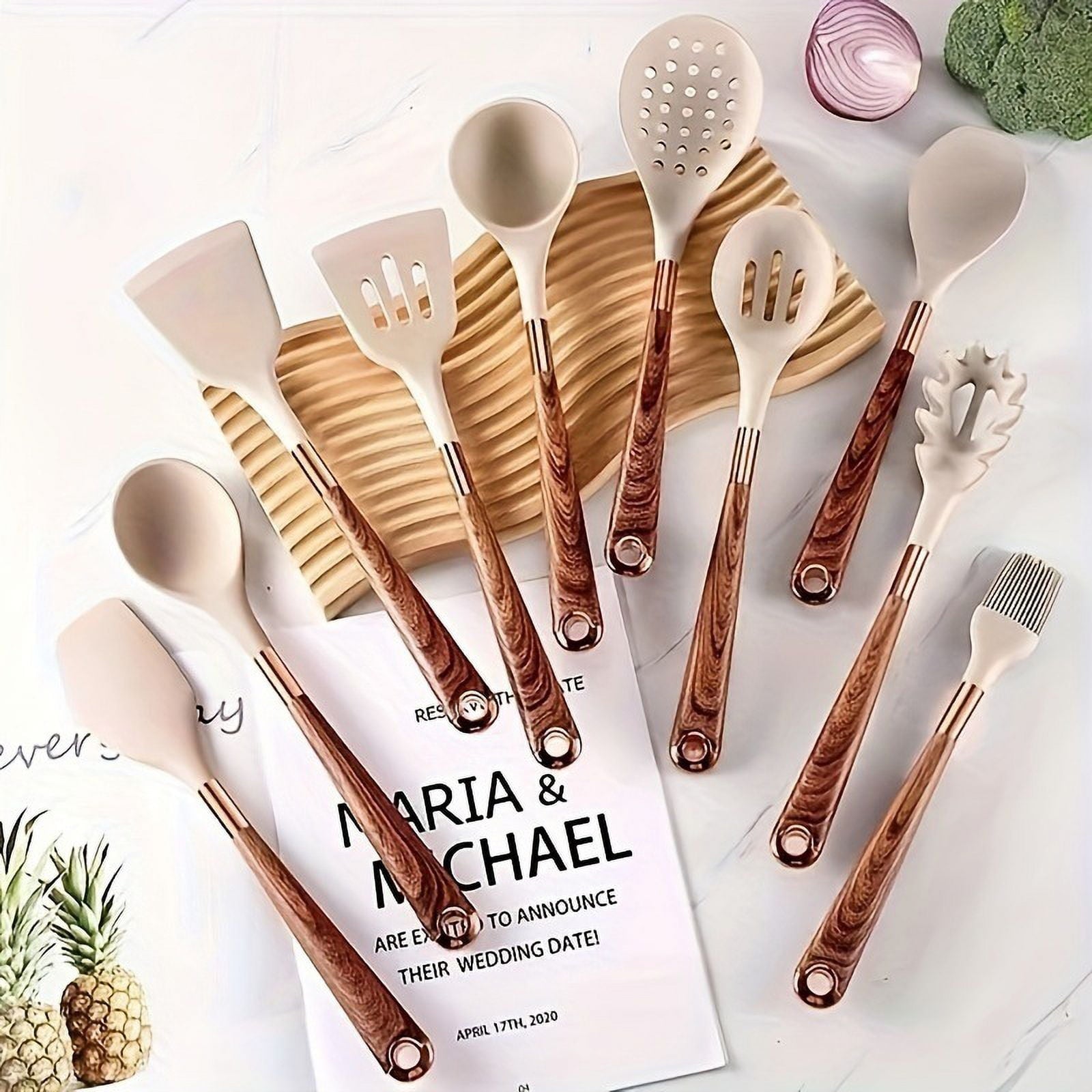 10-Piece Premium Non-Stick Silicone Kitchen Utensil Set - Tool & Gadget Sets for Effortless Cooking - Easy to Clean, ... - Image 5