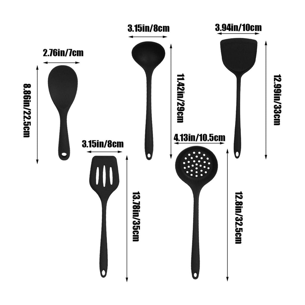 IPEWLEX Multifunctional Kitchenware Five Piece Set - Heat Resistant Silicone Utensils for Cooking, Easy to Clean, Safe for All Cookware - Bl - Image 3