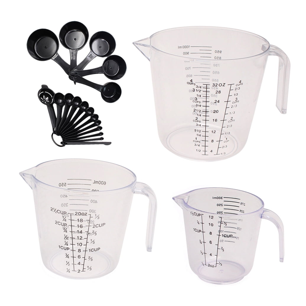 20-Piece Black Plastic Measuring Cups and Spoons Set for Baking and Cooking Kitchen Tools - Image 4