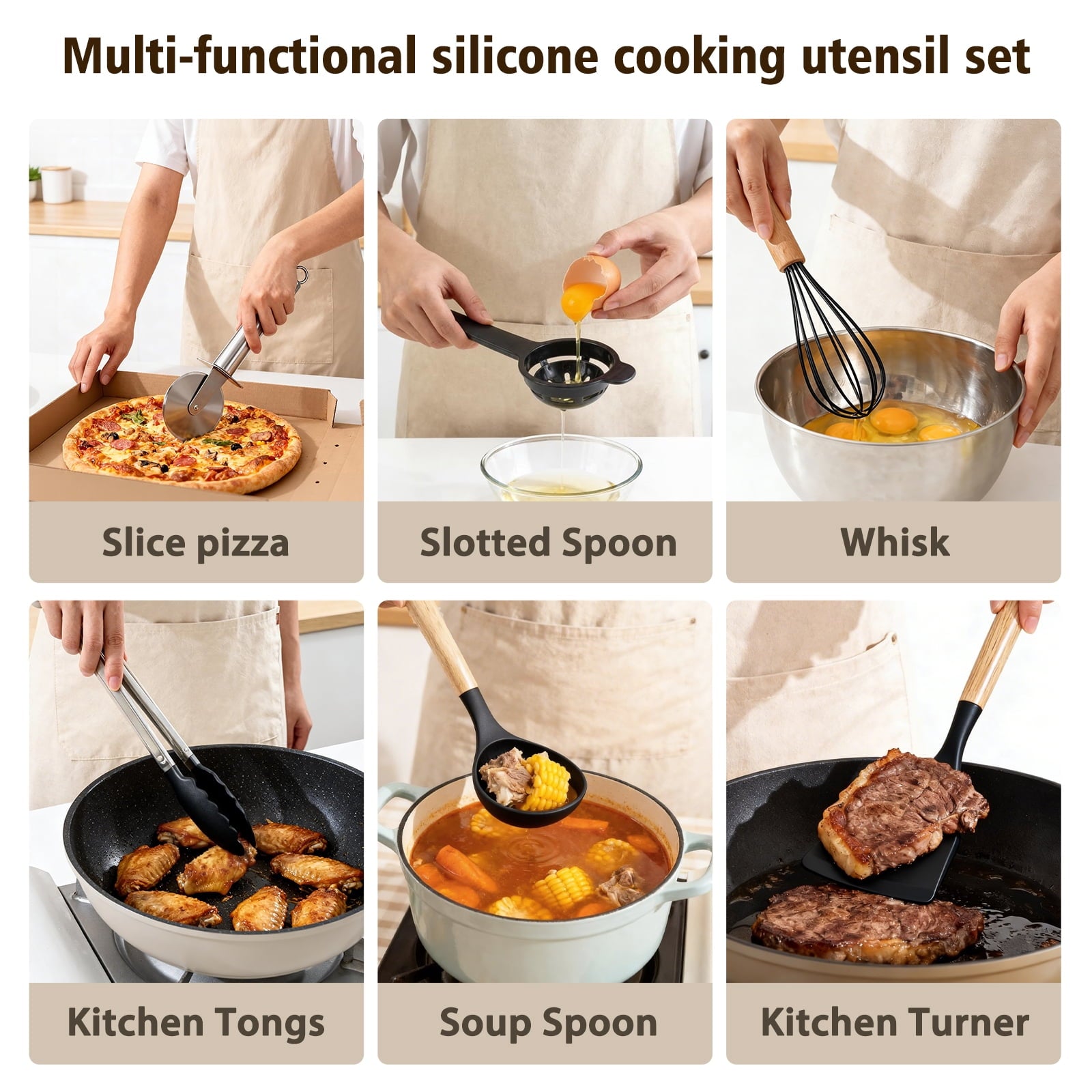 Silicone Cooking Utensils Set, Heat Resistant Kitchen Tools, 36 PCS Non-Stick Silicone Cooking Kitchen Utensils, Black - Image 6