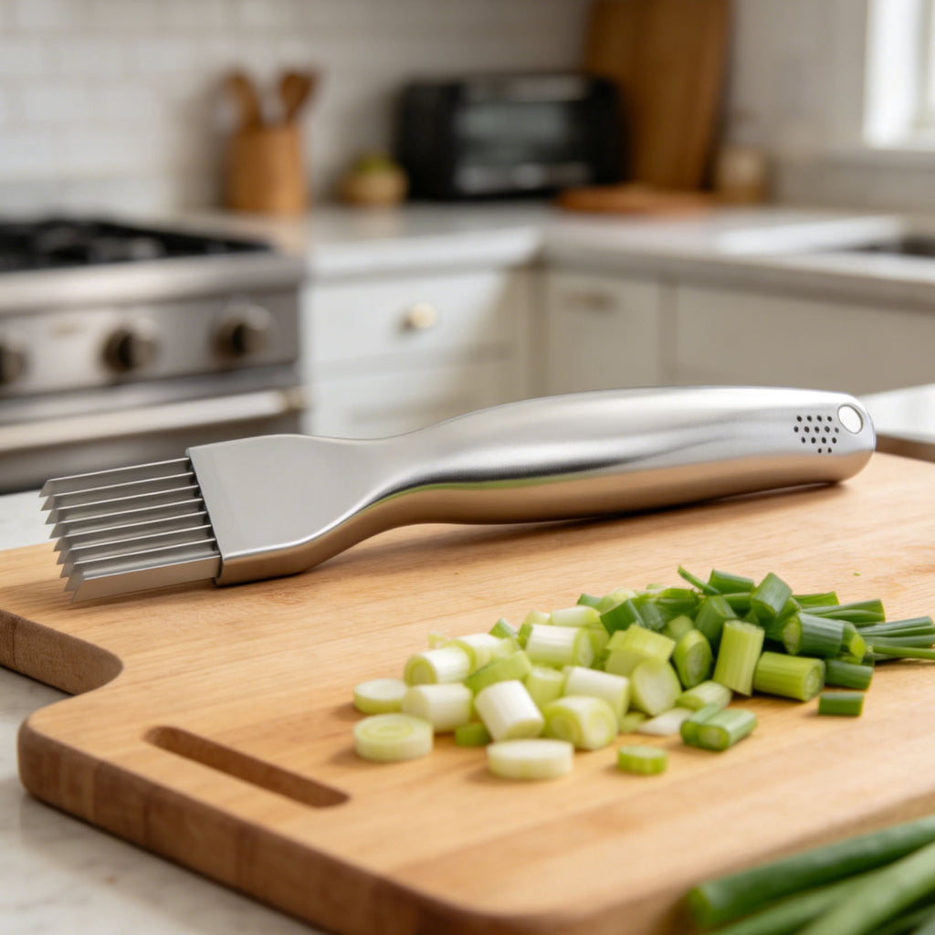 Ke1Clo Stainless Steel Vegetable Chopper, Handheld Green Onion Cutter, Kitchen Slicer for Scallion Pepper Garlic, Portable Manual Food Prep - Image 5