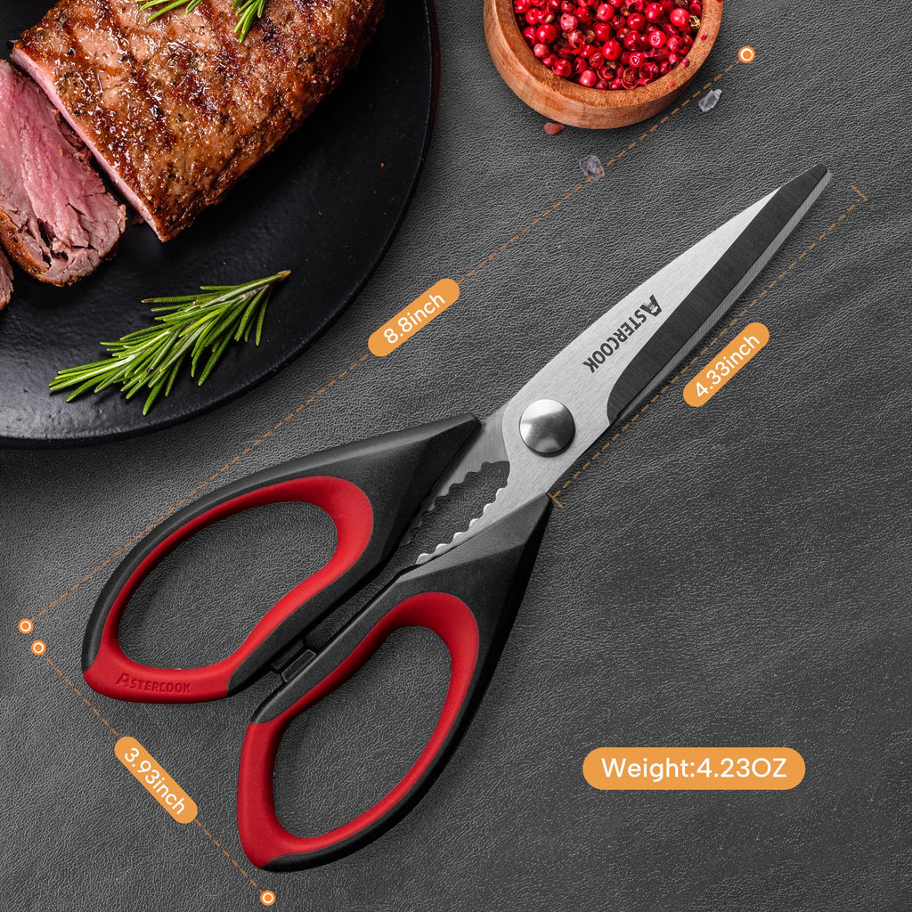 2 Pcs Kitchen Scissors, Heavy Duty Shears with Serrated Blade, Ergonomic Handle Food Scissor for Poultry, Herbs, Vege... - Image 2