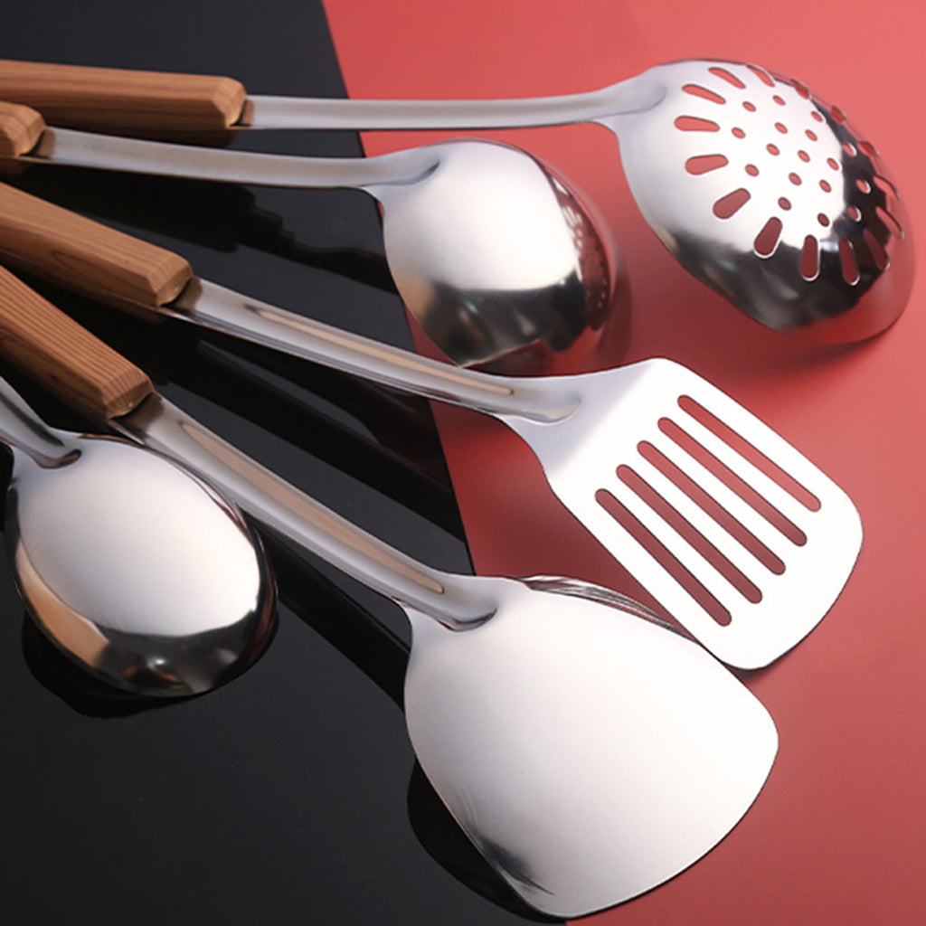 Cinvoph Kitchen Utensil Set 5 Piece Heavy Duty Stainless Steel Cooking Tools Heat Resistant Durable Kitchen Gadgets 3"x14" - Image 5