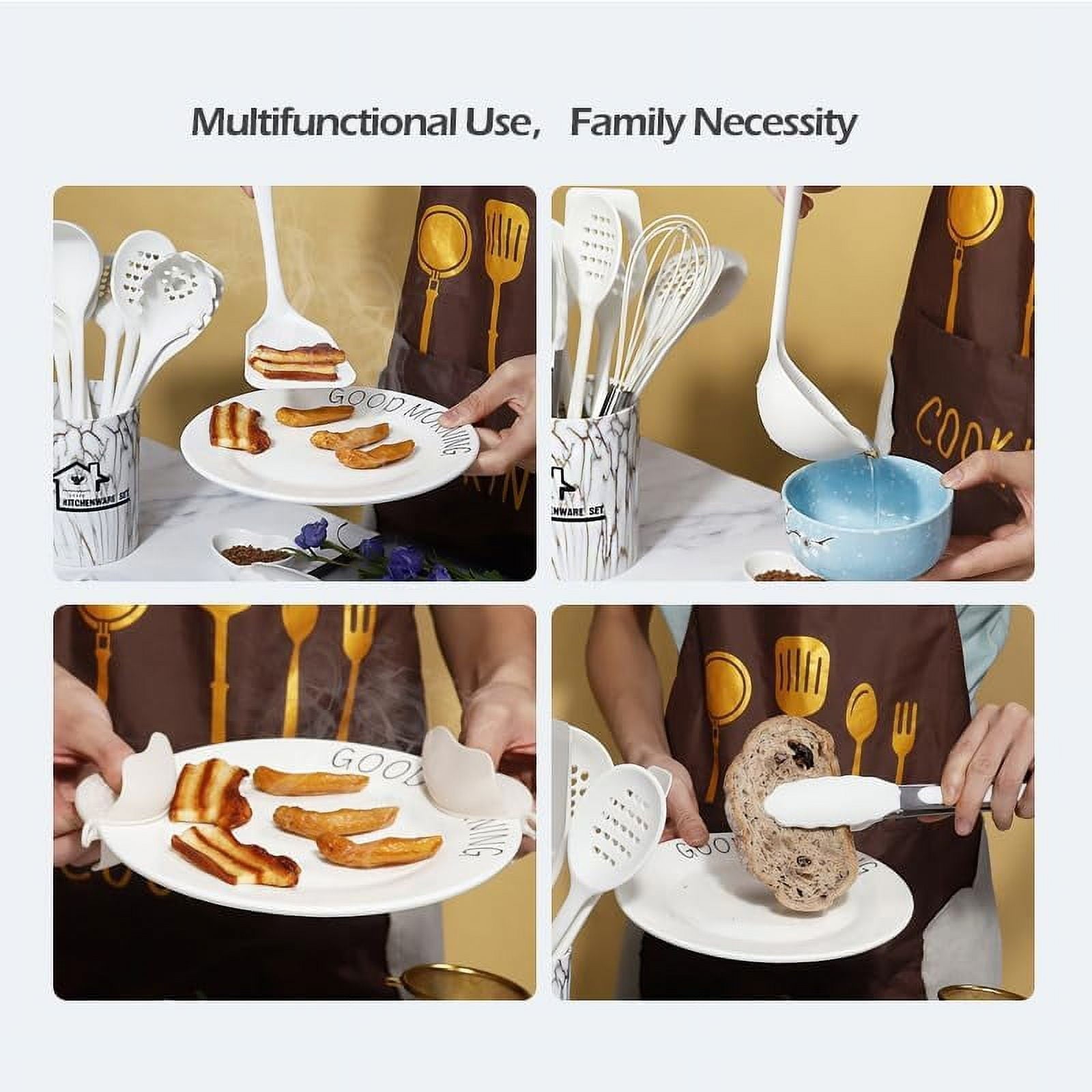18PCS Silicone Cooking Utensils Set - 446°F Heat Resistant Kitchen Utensils,Turner Tongs,Spatula,Spoon,Brush,Whisk,Kitchen Utensil Gadgets T - Image 2