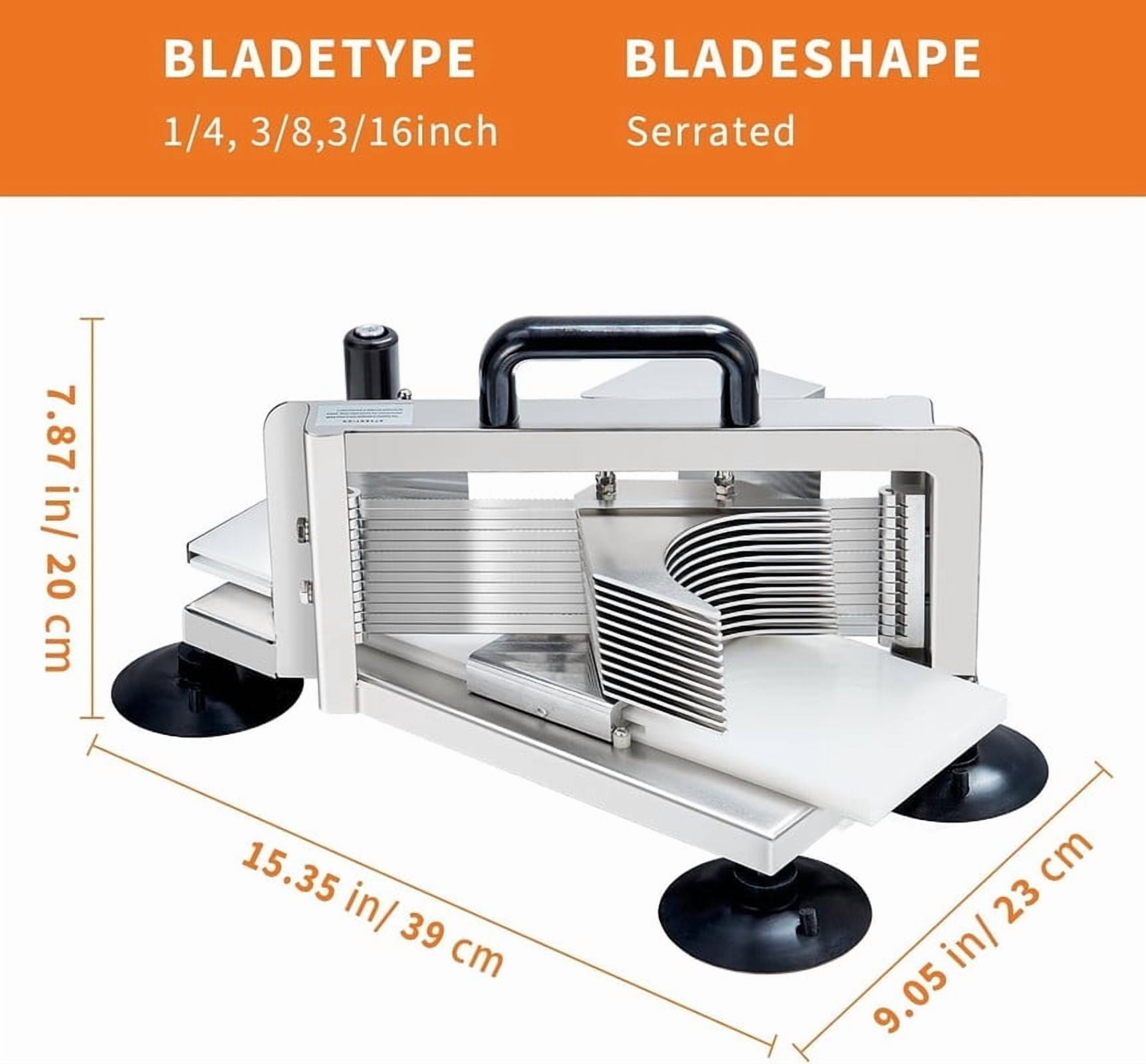 Food Slicer, Commercial Stainless Steel Manual Tomato Cutter with 3 Blades (1/4", 3/8", 3/16"), Non-Slip Base for Uni... - Image 2