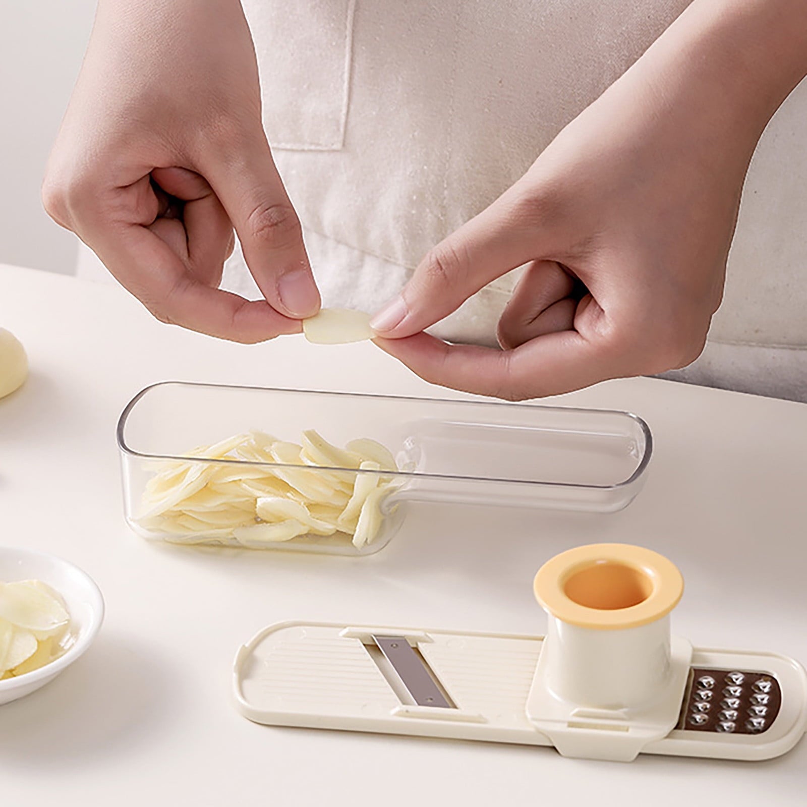 Garlic Grinder Vegetable Chopper, Stainless Steel Hand Crank Multi-function Food Prep Tool with Interchangeable Blades for Dicing and Shredd - Image 6