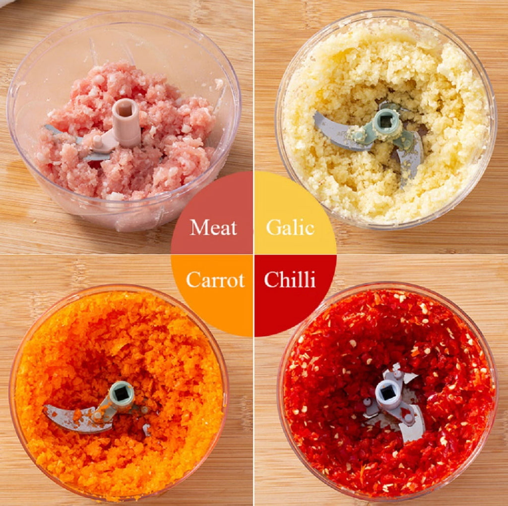 Manual Pull Food Chopper, Hand Pull Garlic and Vegetable Chopper with Stainless Steel Blades - Image 2
