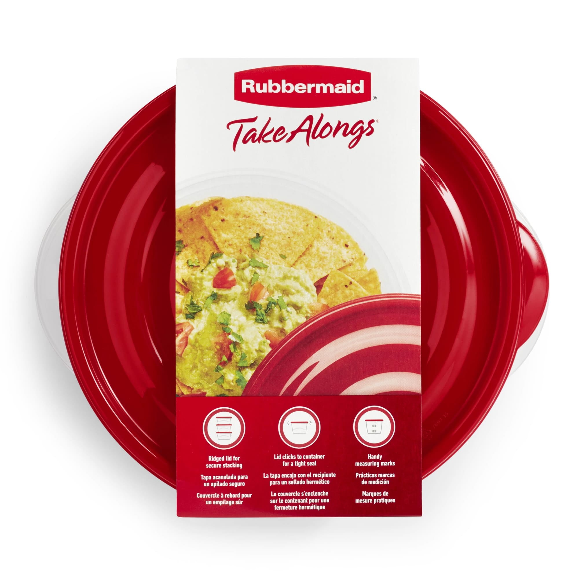 TakeAlongs 6.2-cup Round Food Storage Containers, Ruby Red, 3 pack - Image 4