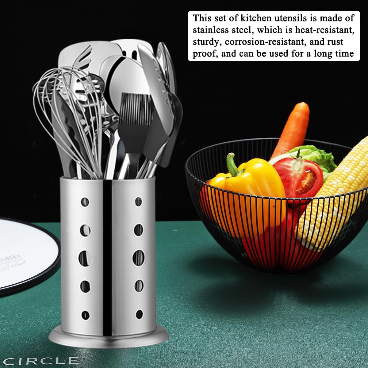 Stainless Steel Kitchen Utensils Set 40 Pieces, Cooking Utensil Set with Utensils Holder, Kitchen Gadgets Kitchen Ess... - Image 4