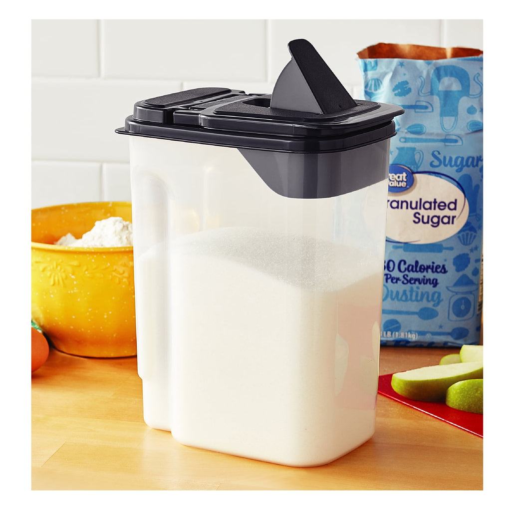 3.5 QT Plastic Food Dispenser, Clear with Gray Lid (1 Each) 7.5" L x 3.75" W x 9.25" H, Designed to Help with Kitchen... - Image 2