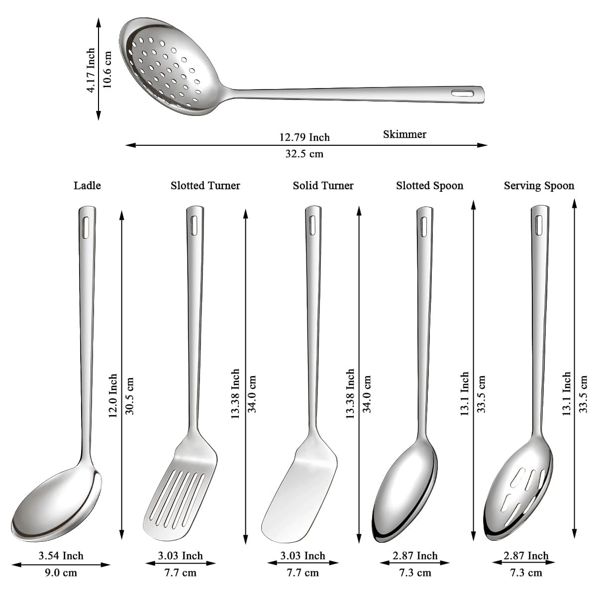 6-Piece Kitchen Utensil Set Stainless Steel Cooking Tools Set Heavy-Duty Kitchen Tool Spatula Set Essential Home Kitc... - Image 2